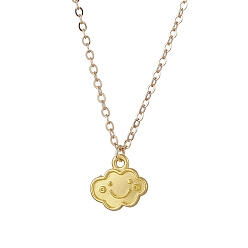 Golden Cloud Face Alloy with Brass Pendant Necklaces, Cable Chain Necklaces, Golden, 17.40 inch(442mm)