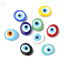 (52) Непрозрачная лаванда Ручной зло бусины глаз, овальные, разноцветные, 16~17x20~21x8~11 мм, отверстие : 3~3.5 мм