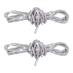 Хрусталь AB Резиновые шнурки со стразами, с концами из сплава, круглые, хрусталь AB, 1200x3.5 мм