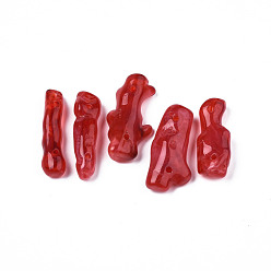 Crimson Acrylic Links, Imitation Gemstone Style, Two Tone Color, Nuggets, Crimson, 35~42x9~21x8~12mm, Hole: 2mm, about 125pcs/500g