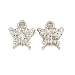Platin Farbe Ccb-Kunststoffanhänger, Schmetterling Charme, Platin Farbe, 15x13x3 mm, Bohrung: 2.3 mm