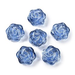 Королевский синий Прозрачная аэрозольная краска стеклянные шарики, роза, королевский синий, 15x15x8 мм, отверстие : 1.2 мм