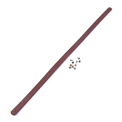 Sienna PU Leather Bag Handles, with Iron Rivets, for Purse Handles Bag Making Supplie, Sienna, 60x1.85x0.35cm, Hole: 3mm