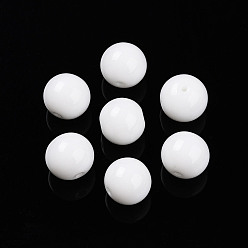 Белый Непрозрачные однотонные стеклянные бусины, круглые, белые, 10~10.5 мм, отверстие : 1.2~1.4 мм, Около 740 шт / 1000 г