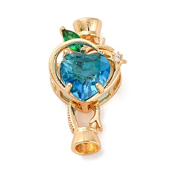 Настоящее золото 18K Латунное микропейв, прозрачный кубический цирконий, складные застежки, без никеля , со стеклом, сердце, реальный 18 k позолоченный, 29 мм