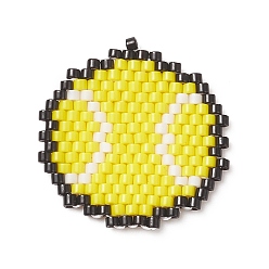 Tennis Handmade Loom Pattern MIYUKI Seed Beads, Sport Theme Pendants, Tennis Pattern, 24x23x1.8mm, Hole: 0.7mm