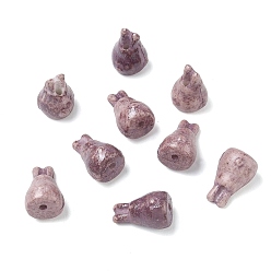 Thistle Vintage Handmade Porcelain Beads, Fancy Antique Glazed Porcelain, Rabbit, Thistle, 17.5x11mm, Hole: 2mm