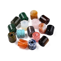 Смешанные камни Европейские бусины из натуральных и синтетических камней, бусины с большим отверстием, смешанные окрашенные и неокрашенные, колонка, 15~17x15.5~16 мм, отверстие : 5.5 мм