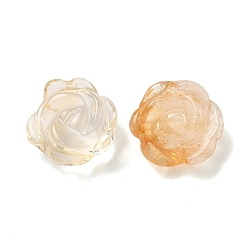 Цитрин Нагретые бусины из натурального цитрина, половине просверлил, резной, цветок розы, 15~18x8~11 мм, отверстие : 1 мм