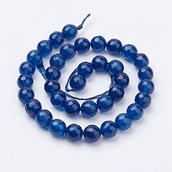 Mixed Color Natural Malaysia Jade Bead Strands, Dyed, Faceted, Round, Mixed Color, 8mm, Hole: 1mm, about 46pcs/strand, 14.5 inch(36.83cm)