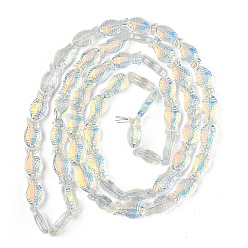 Шампанско-Желтый 1 прозрачность нити гальванизированные стеклянные бусины нити, рыба, с покрытием AB цвета, с половиным покрытием, шампанское желтый, 15x8.1x5 мм, отверстие : 0.9~1 мм, около 55 шт / нитка, 25.59 дюйм (65 см)