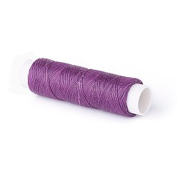 Purple Round Waxed Polyester Twisted Cord, Micro Macrame Cord, for Leather Projects, Bookbinding, Purple, 0.35mm, about 43 yards(40m)/roll