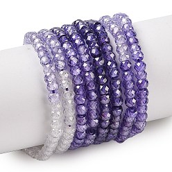 Разноцветный Прозрачный градиент цвета нити циркония, сегментированные разноцветные бусины, граненые, рондель, красочный, 3x2 мм, отверстие : 0.6 мм, о 200шт / цепи, 15.79'' (40.1 см)