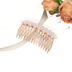 Белый Сплавочная гребенка со стразами для волос , с бусиной из искусственного жемчуга, аксессуары для волос для женщин и девочек, белые, 80 мм