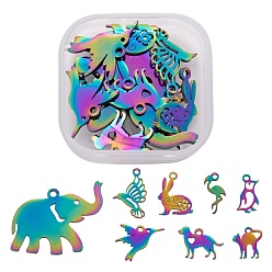 Rainbow Color 16 шт 8 ионное покрытие (ip) 201 подвески из нержавеющей стали для щенков, лазерная резка, разнообразные, Радуга цветов, 11~26x7~29x1 мм, отверстие : 1.5~2 мм, 2 шт / стиль