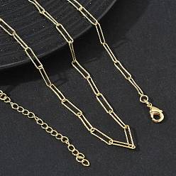 Golden 2.7MM Brass Textured Paperclip Chain Necklaces for Women, Long-Lasting Plated, Golden, 16.14 inch(41cm)
