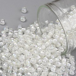 (777) Inside Color AB Crystal/Creme Lined Toho runde Rocailles, japanische Rocailles, (777) Innenfarbe ab Kristall / Creme ausgekleidet, 8/0, 3 mm, Bohrung: 1 mm, über 222pcs / Flasche, 10 g / Flasche