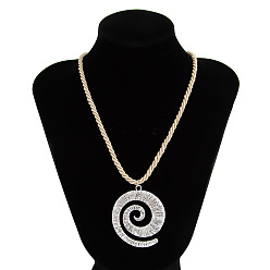 Платина Ожерелья из хлопкового шнура со спиральным кулоном из сплава для женщин, платина, 18.50 дюйм (47 см), Кулон : 50x45 мм
