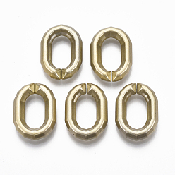 Gold Spray Painted CCB Plastic Linking Rings, Quick Link Connectors, For Jewelry Cable Chains Making, Oval, Faceted, Gold, 26x18x5.5mm, Inner Diameter: 8x15mm