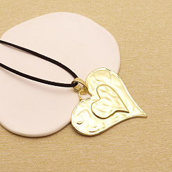 Сердце Женские ожерелья с подвеской из цинкового сплава в богемном стиле, черные вощеные шнуры, золотые, сердце, 31.50 дюйм (80 см), Кулон : 70x66 мм