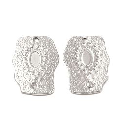 Stainless Steel Color Tarnish Resistant 304 Stainless Steel Pendant Cabochon Settings, Nuggets, Stainless Steel Color, Tray: 6.5x4mm, Fit for Rhinestone: 1.6mm, 24.5x18x1.5mm, Hole: 1.8mm