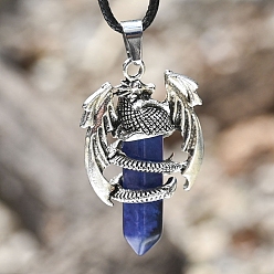 Lapis Lazuli Lapis naturelles de pendentifs lazuli, Dragon, 17.72 pouce (45 cm)
