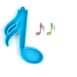 Dodger Blue Note Food Grade Silicone Pendant Molds, Wind Chime Molds for UV Resin, Epoxy Resin Jewelry Making, Dodger Blue, 106x66x7mm