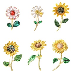 Золотой 6шт. 6 стили, значки из цинкового сплава для лацканов, рюкзаков и одежды, цветок, золотые, 30~54x26.5~35 мм, 1 шт / стиль