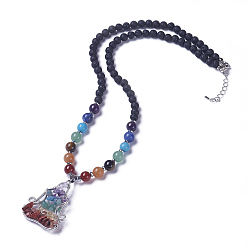 Lava Rock Natural & Synthetic Gemstone and Lava Rock Pendant Necklaces, 22.2 inch(56.5cm)