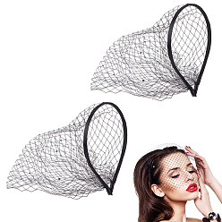 Черный Резинки для волос из полиэстера и страз, аксессуары для волос для женщин и девочек, чёрные, 250x200x4.5 мм