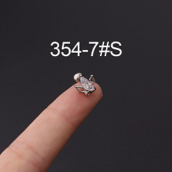 Цветок 316l серьги-гвоздики из нержавеющей стали с микропаве из кубического циркония, цвет нержавеющей стали, цветок, 6 мм, штифты : 1.2 мм