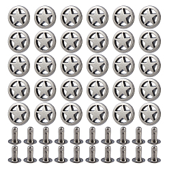 Antique Silver 120 Bags Zinc Alloy Decorative Rivets, Collision Rivet, for DIY Leathercraft, Ring with Star, Antique Silver, 12x4.5mm, Hole: 2.7mm