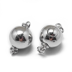 Платина Родиевое покрытие 925 застежки для коробок из стерлингового серебра, круглые, платина, 16.5x10 мм, отверстие : 1.6 мм