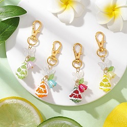 Mixed Shapes Подвески из стеклянных бусин ручной работы, с бусинами из искусственного жемчуга ABS и карабинами из сплава, золотые, разнообразные, 76 мм