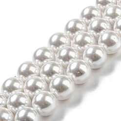 Снежный Гальванические оболочки жемчужные бусы пряди, окрашенные, круглые, снег, 8 мм, отверстие : 0.8 мм, около 52 шт / нитка, 15.94 дюйм (40.5 см)