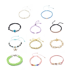 Дерево Плетеный браслет из бусин, регулируемый браслет для женщин, внутренний диаметр: 195~202 мм