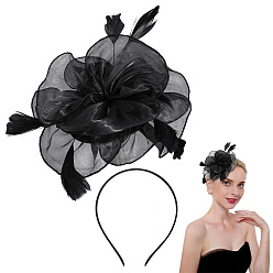 Black Organza Hat Hair Clips and Hair Bands for Women, Black, 145~240x120~300x5~10mm