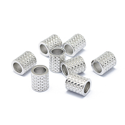 Платина Стойка металлизированный латунь европейский бисер, бусины с большим отверстием, долговечный, колонка, платина, 9x8 мм, отверстие : 5 мм