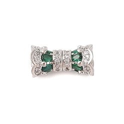 Платина Покрытие стойки латунь микро паве прозрачный кубический цирконий винтовые застежки, долговечный, без свинца и без кадмия, цветок, зелёные, платина, 15x7 мм, отверстие : 2 мм