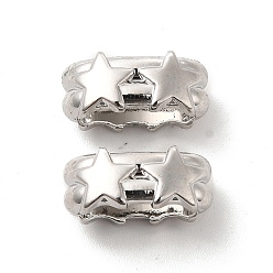 Platinum Alloy Slide Charms, Long-Lasting Plated, Cadmium Free & Lead Free, Rectangle with Star, Platinum, 6x14x8mm, Inner Diameter: 11x4mm