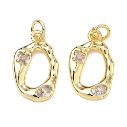 Прозрачный Латунные микро проложить кубического циркония подвески, овальные амулеты, стойки покрытие, без кадмия и без свинца, долговечный, золотые, прозрачные, 19x11.5x2.5 мм, Перейти кольцо: 5x1 мм, внутренний диаметр: 3 мм