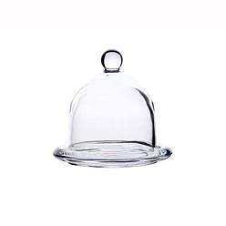 Clear Glass Dome Cover, Decorative Display Case, Cloche Bell Jar Terrarium with Glass Base, Clear, 95x90mm, glass cover: 73x81mm, inner diameter: 64mm