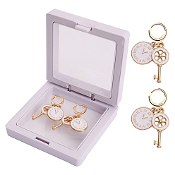 Key Подвесные маркеры петель с замком из сплава эмали, для вязания спицами и крючком, с железными застежками, ключ, 4x2.5 см, коробка: 7x7 см, 2 шт / комплект