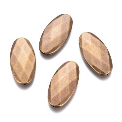Antique Bronze CCB Plastic Beads, Faceted, Oval, Antique Bronze, 50x25x8mm, Hole: 2mm