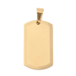 Настоящее золото 18K 304 подвески из нержавеющей стали, вакуумное покрытие pvd, прямоугольный шарм, реальный 18 k позолоченный, 35x20x2 мм, отверстие : 8x5 мм