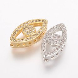 (52) Непрозрачная лаванда Латунные микро проложить кубического циркония бусы, лошадиный глаз , разноцветные, 9x17.5x5 мм, отверстие : 1.5 мм