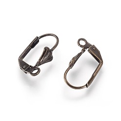 Античная Бронза Латунная фурнитура Leverback для серег, с петлей, античная бронза , без никеля , шириной около 10 мм, 18 мм длиной, отверстие : 2 мм