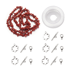 Red Jasper DIY Bracelets Necklaces Jewelry Sets, Natural Red Jasper Chips Beads Strands, Toggle Clasps, Lobster Claw Clasps and Elastic Wire, 12.6x10.6x2.1cm