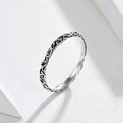 Античное Серебро 925 стерлингового серебра кольца перста, ретро простой стиль, с печатью s925, античное серебро, размер США 10 (19.8 мм)