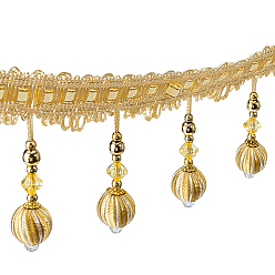 Золотистый Занавеска пластиковая бисерная бахрома отделка, украшения с кисточками из полиэстера, золотые, 3-5/8 дюйм (93 мм), 6.3 ярдов / комплект